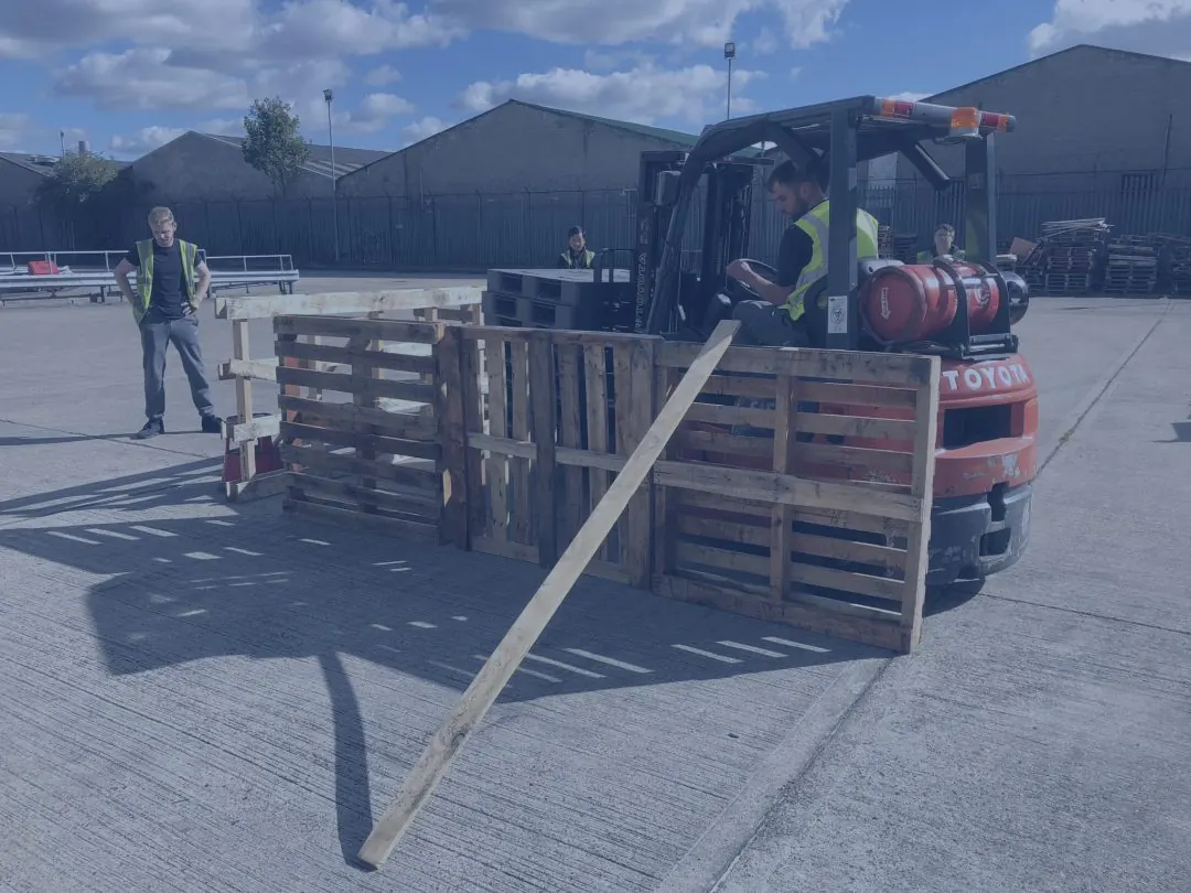 Forklift training taking place in a yard